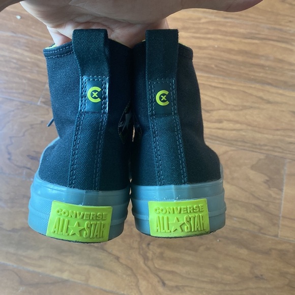 Converse High-Top Sneakers - Black and Neon Green - Picture 5 of 7